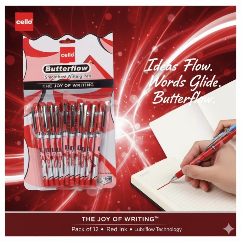 Butterflow Red & pack of 10 pens - Image 3