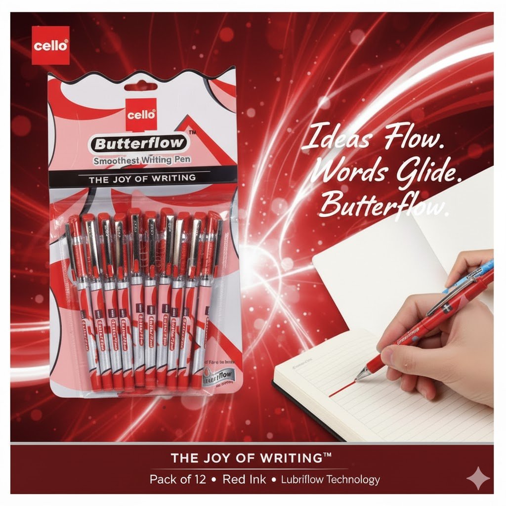 Butterflow Red & pack of 10 pens - Image 3
