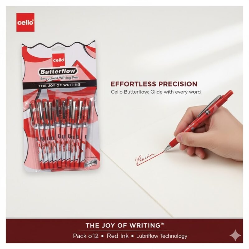 Butterflow Red & pack of 10 pens