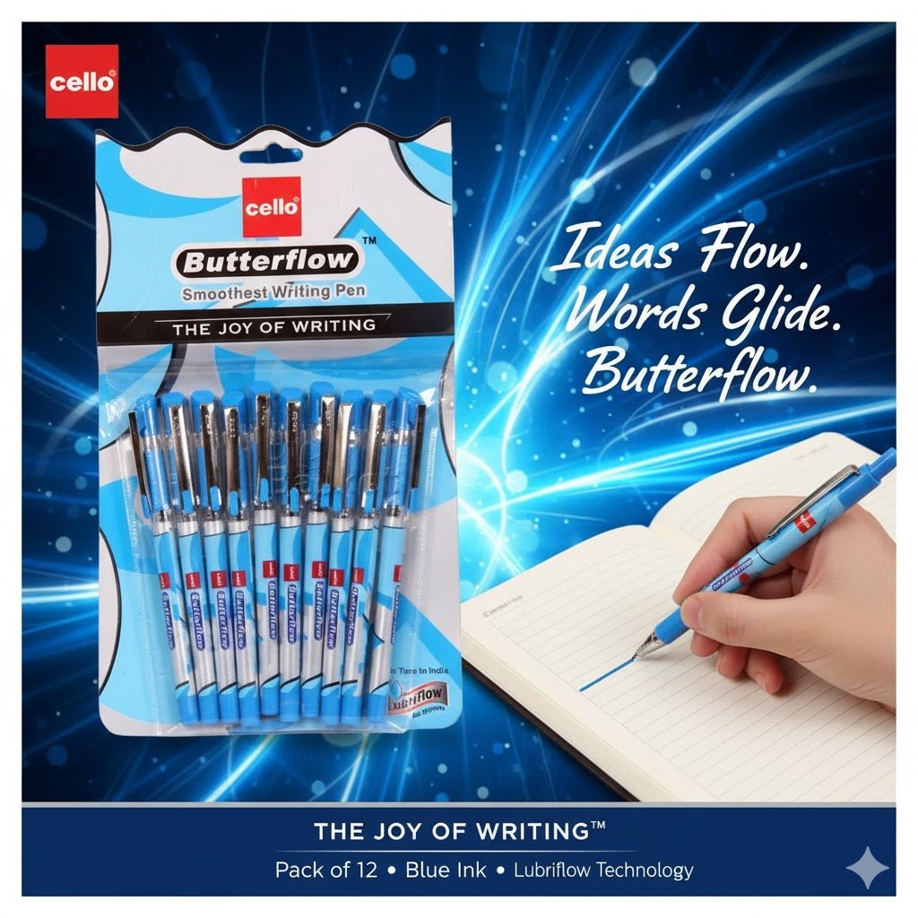 Butterflow Blue pen ,Set of 10