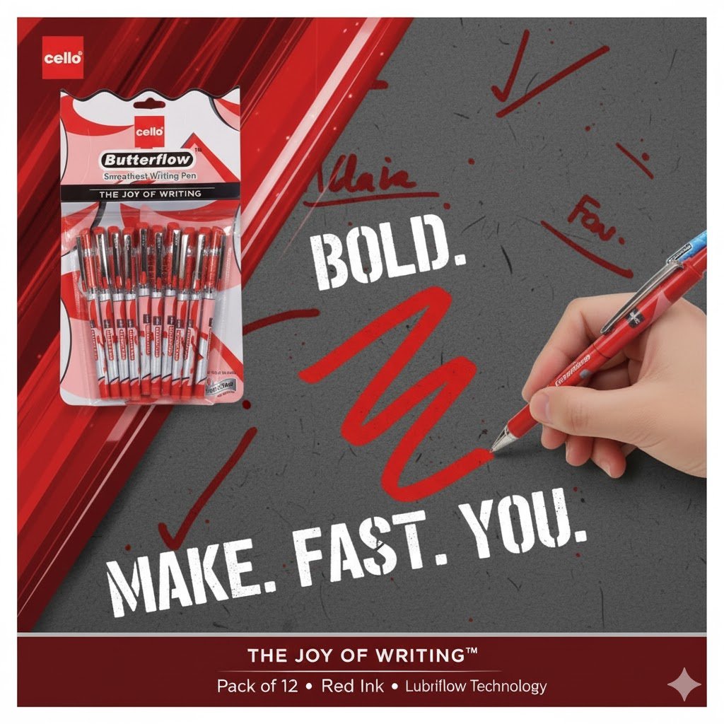 Butterflow Red & pack of 10 pens - Image 4