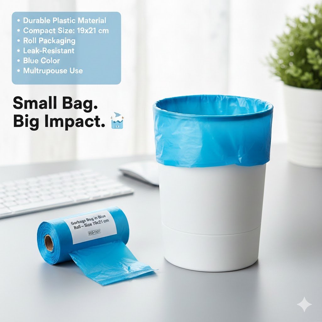 Garbage Bag in Blue Roll (Size-19x21),Pack of 5