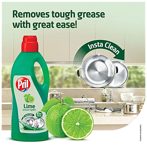 Pril Dishwash Liquid Gel Lime, 2 liter Bottle