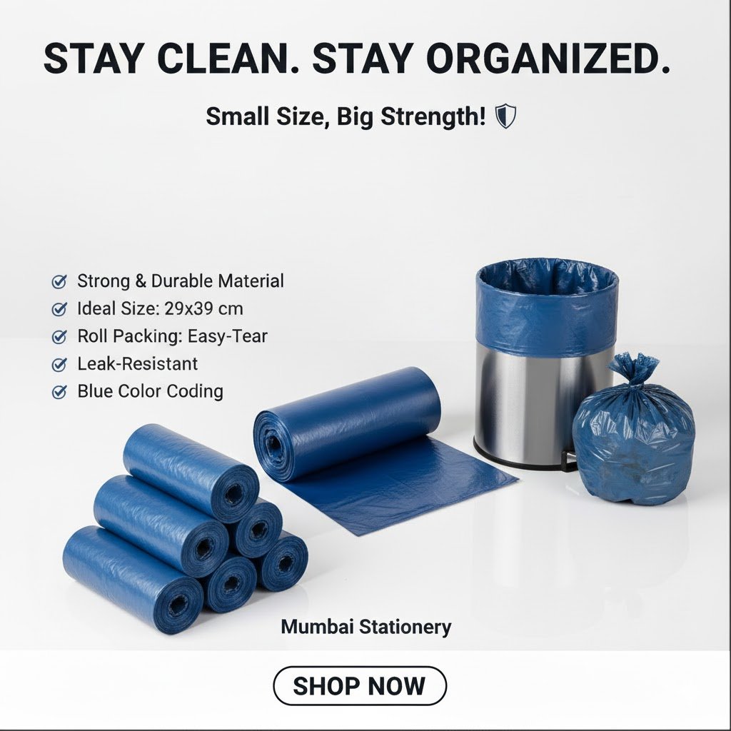 Garbage Bag in Blue Roll (Size-29x39),Pack of-5