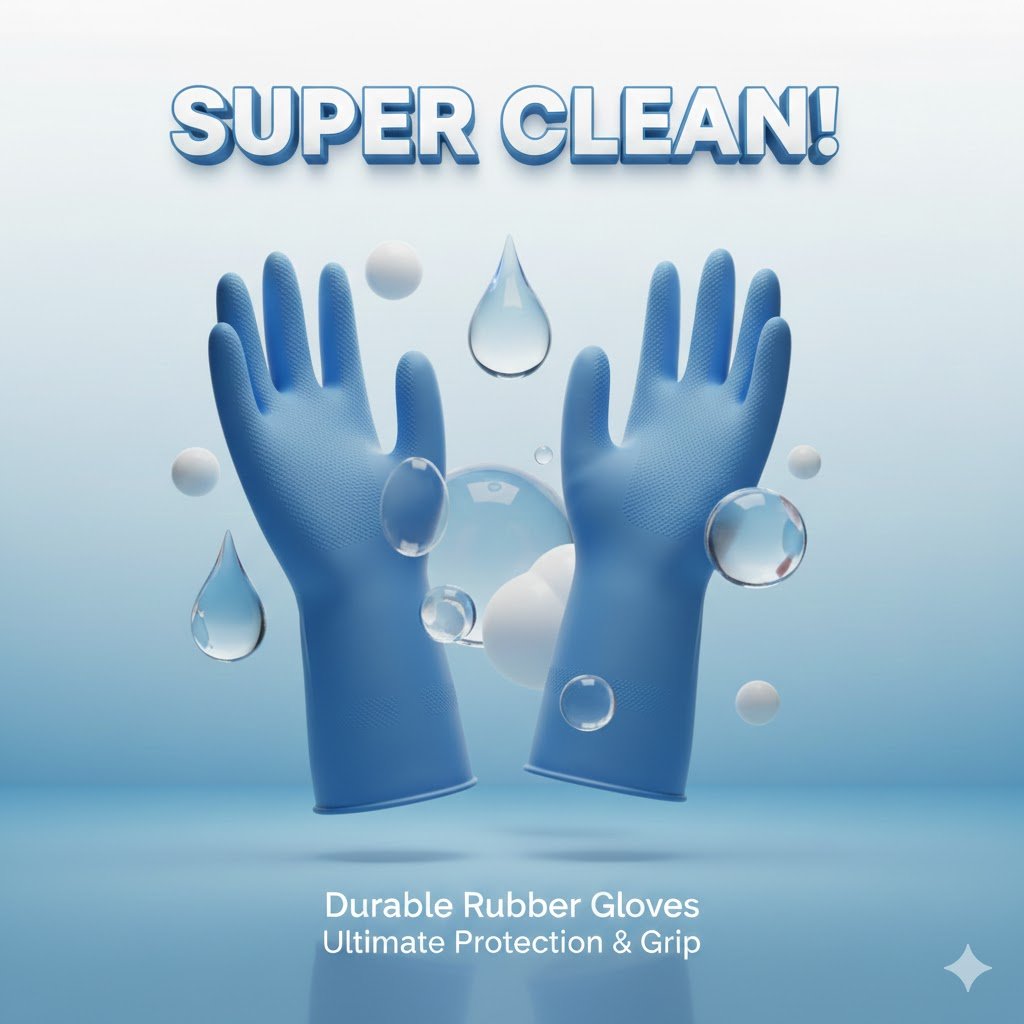 Blue Hand Gloves Rubber,(single pack)