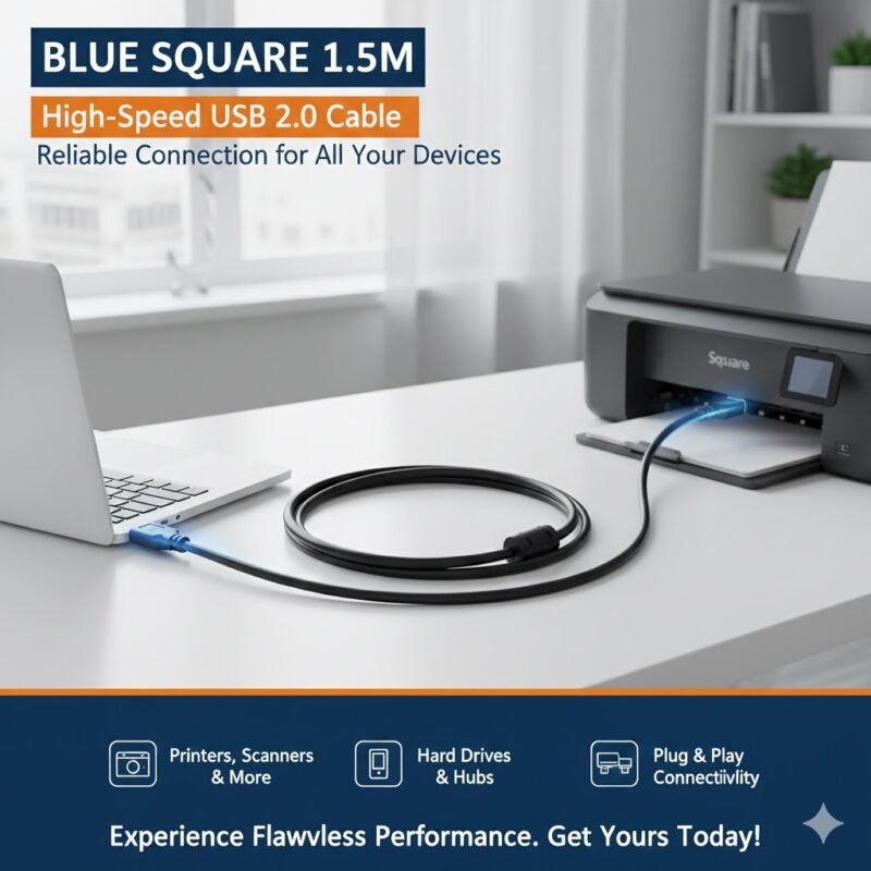 Blue Square cable 1.5mtr - Mumbai Online Stationery