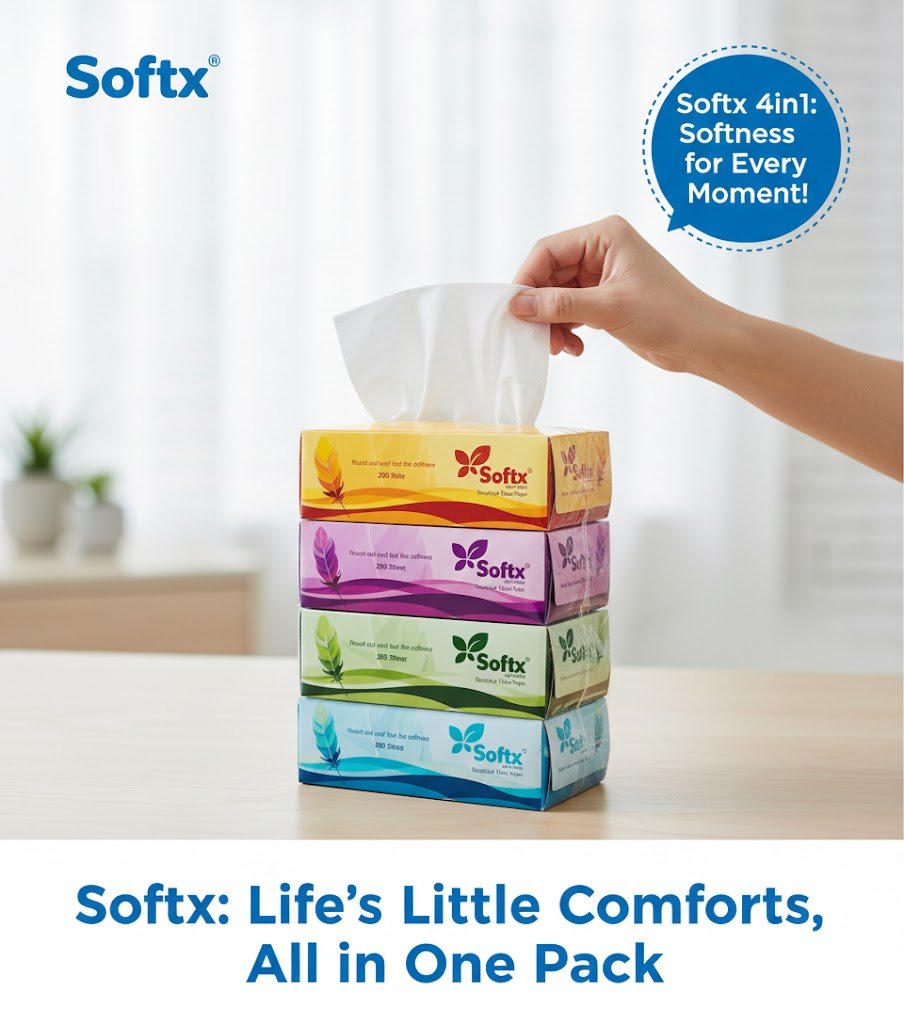 Softx Mfold Tissue Box(pack of 4)