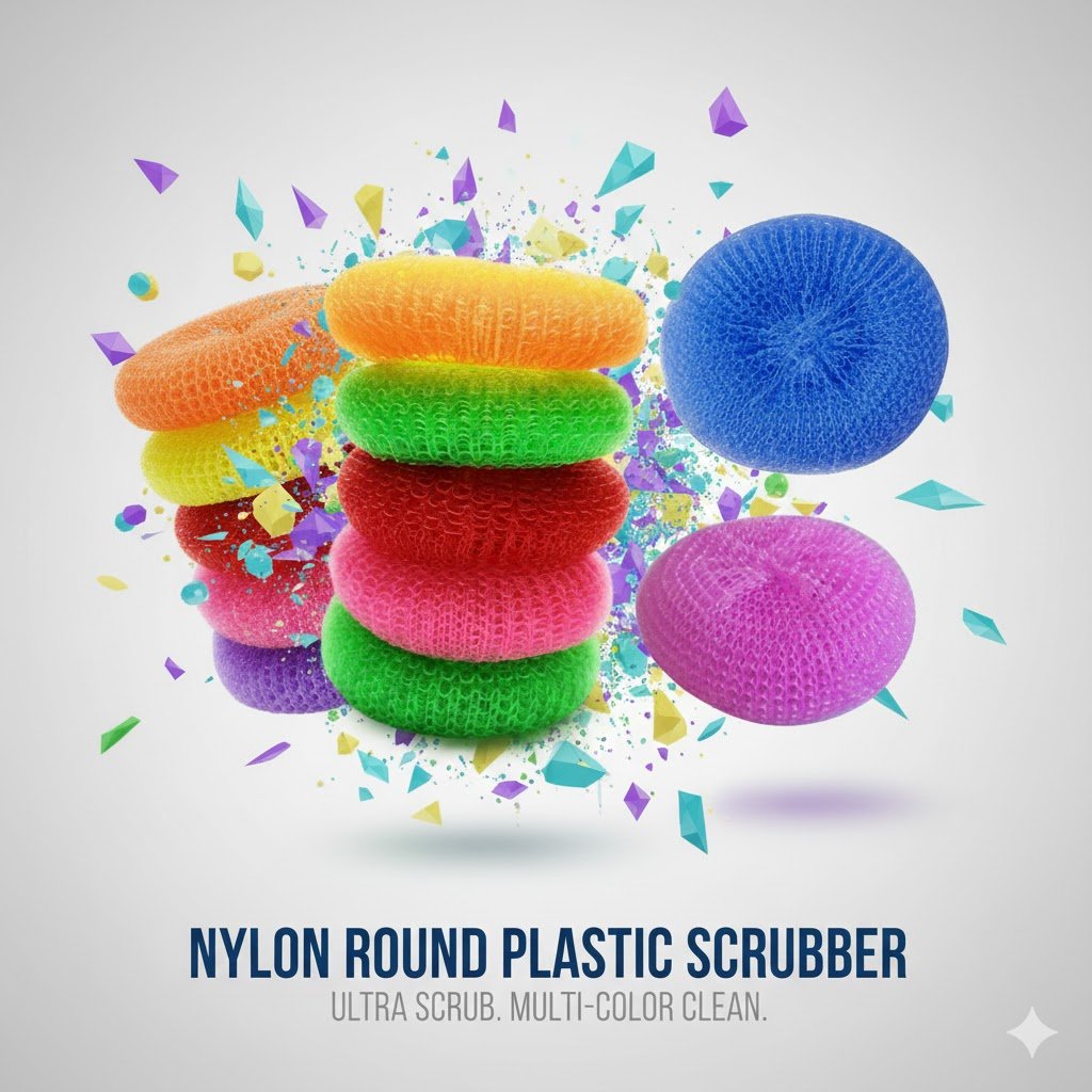 Nylon Round Plastic Scrubber Big-(Set of 6)