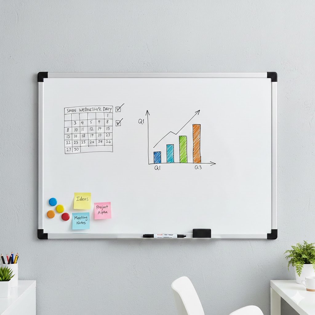 Magnetic Whiteboard Aluminum Frame 120 X 80 cm