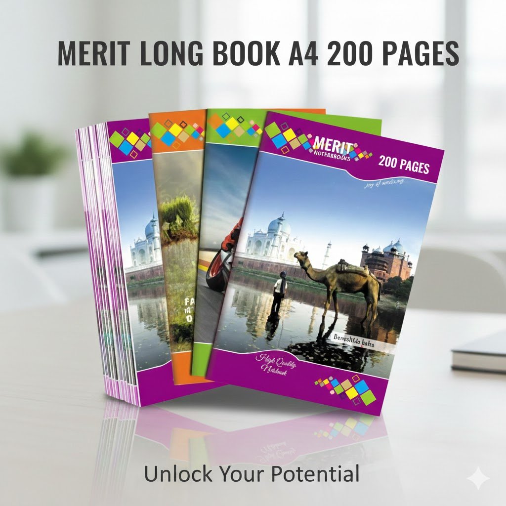 Merit long book A/4 200pages(pack of 6)