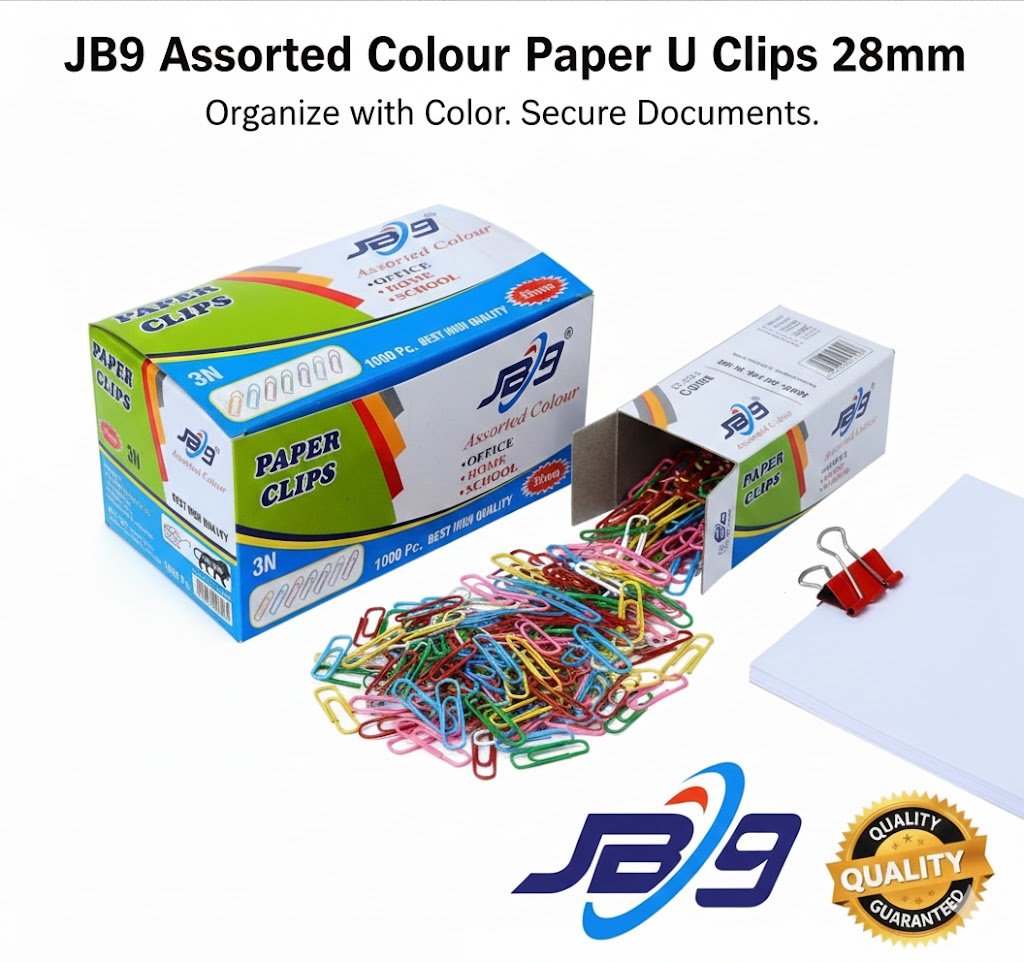 JB9 Paper U clips 28mm pack of Box