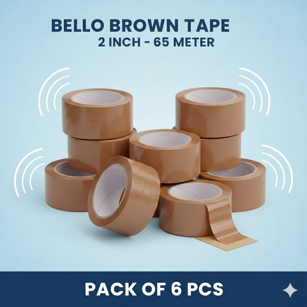 Brown Tape 2 inch-65 Meters,(Pack of 6pcs)