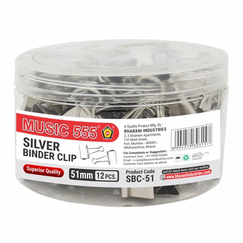 Music 555 Silver Binder Clip 51mm