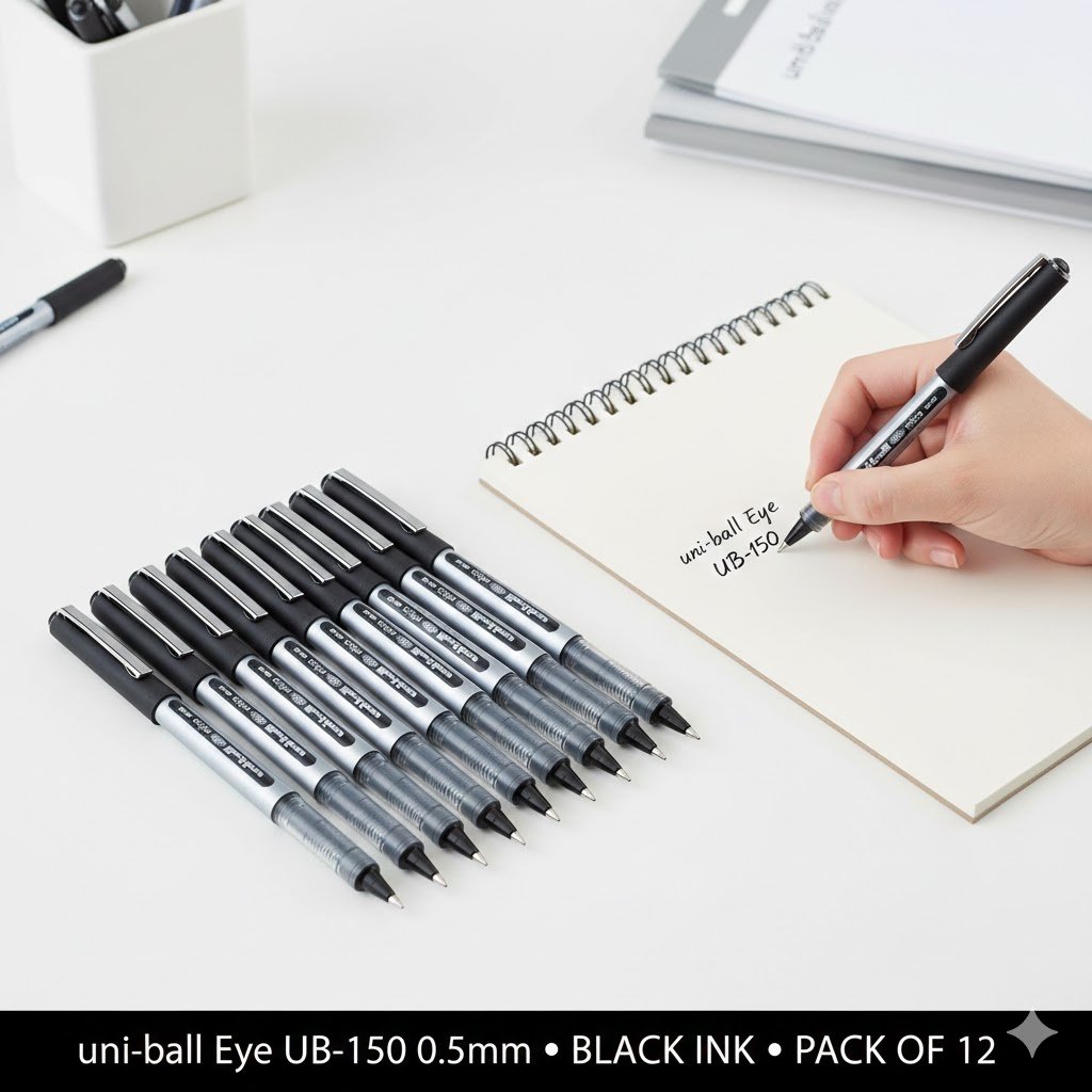 Uniball Eye UB150 0.5mm Roller Black Ink,(Pack of 12)