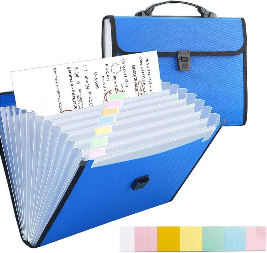 Button Closure Plastic file Organizer with Handle