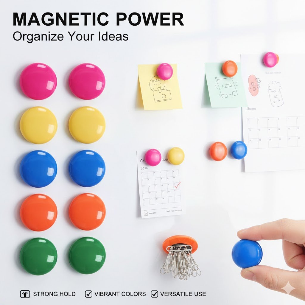 Plastic 30mm Opaque Magnet Button(pack of 5)