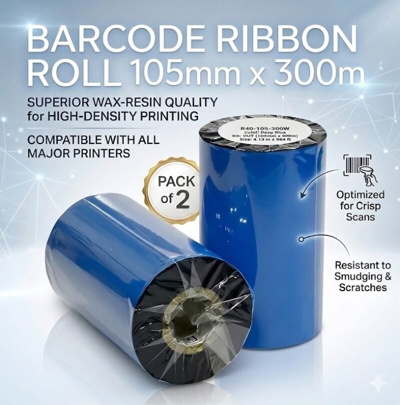 Barcode Ribbon Roll 105mm x 300m – Pack of 2 - Mumbai Online Stationery