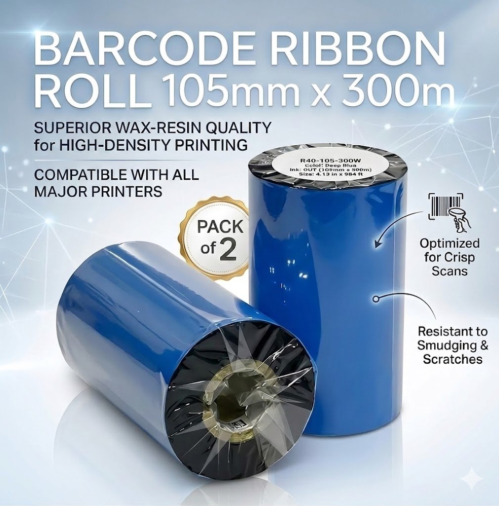 Barcode Ribbon Roll 105mm x 300m – Pack of 2