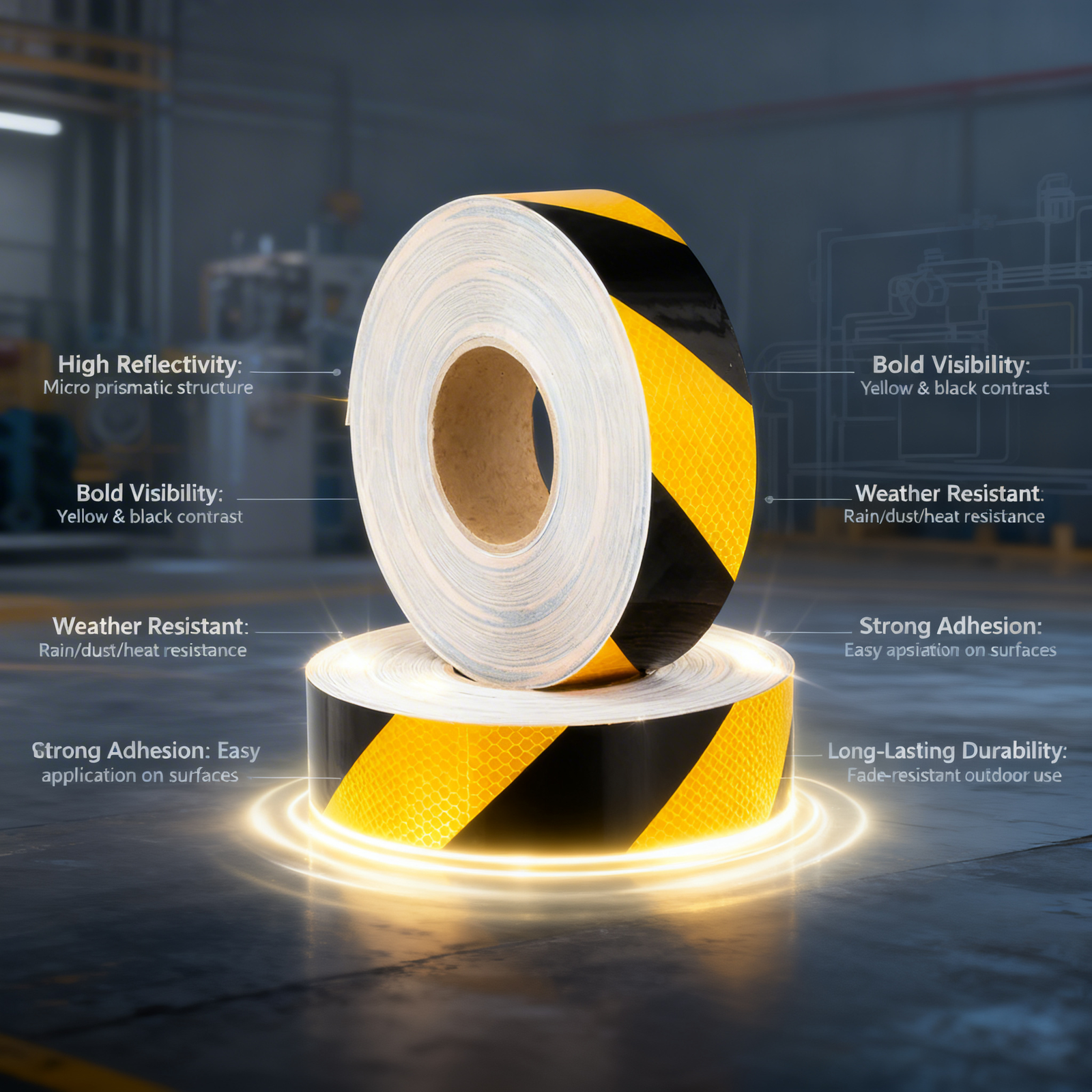 Yellow & Black Micro Prismatic Retro Reflective Tape,(pack of 5) - Image 3