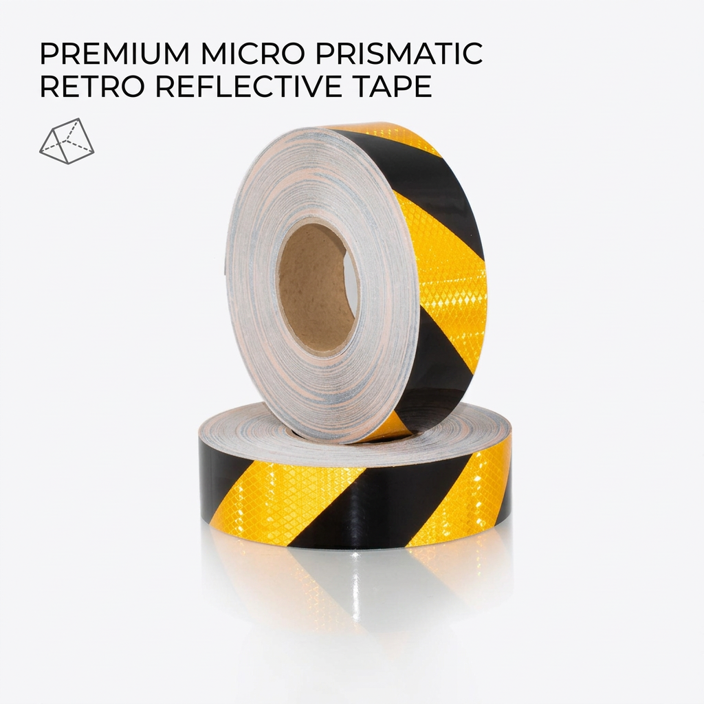 Yellow & Black Micro Prismatic Retro Reflective Tape,(pack of 5)
