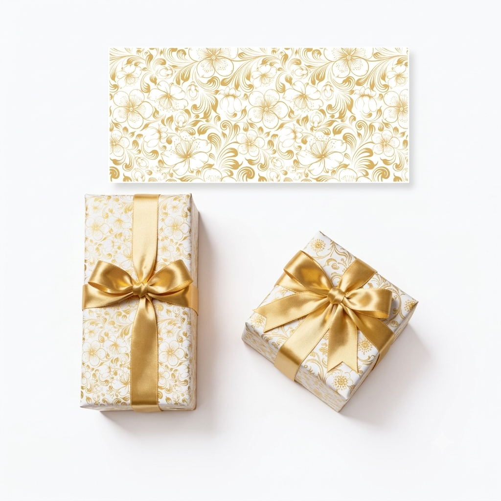 UK1 Gift Wrapping Golden Floral Leaf, Size-20x28 (pack of 20)
