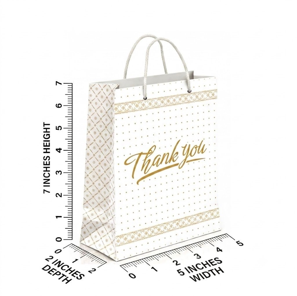 Paper Bag Duplex Thank You Golden Size-5x7x2, (Pack of 10 Pcs) - Image 2