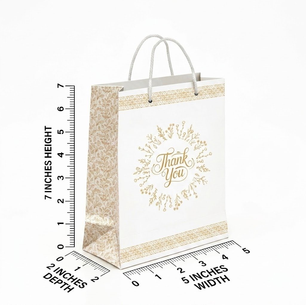Paper Bag Duplex Thank You Golden Size-5x7x2, (Pack of 10 Pcs) - Image 2