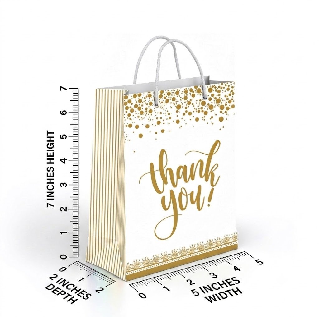 Paper Bag Duplex Thank You Golden Size-5x7x2, (Pack of 10 Pcs) - Image 2