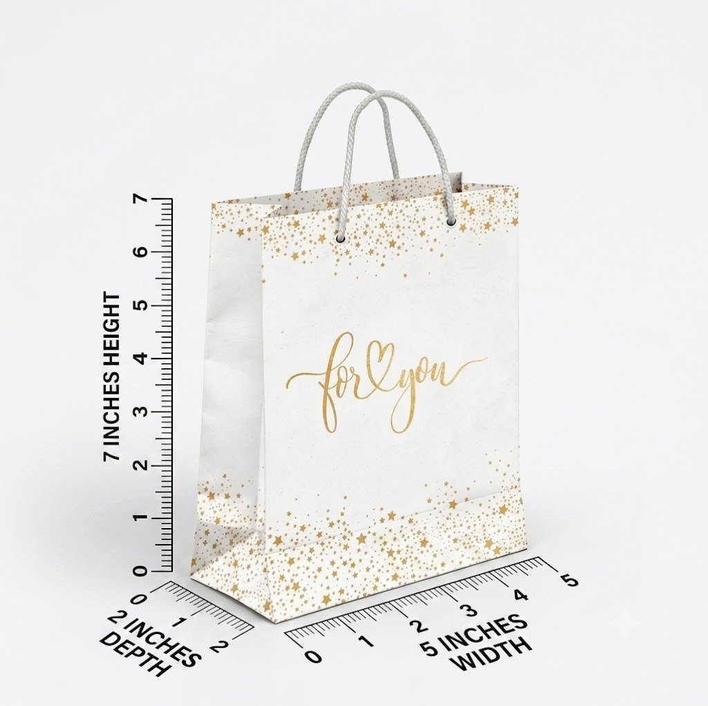 Paper Bag Duplex Golden For You Size-5x7x2, (Pack of 10 Pcs) - Image 2