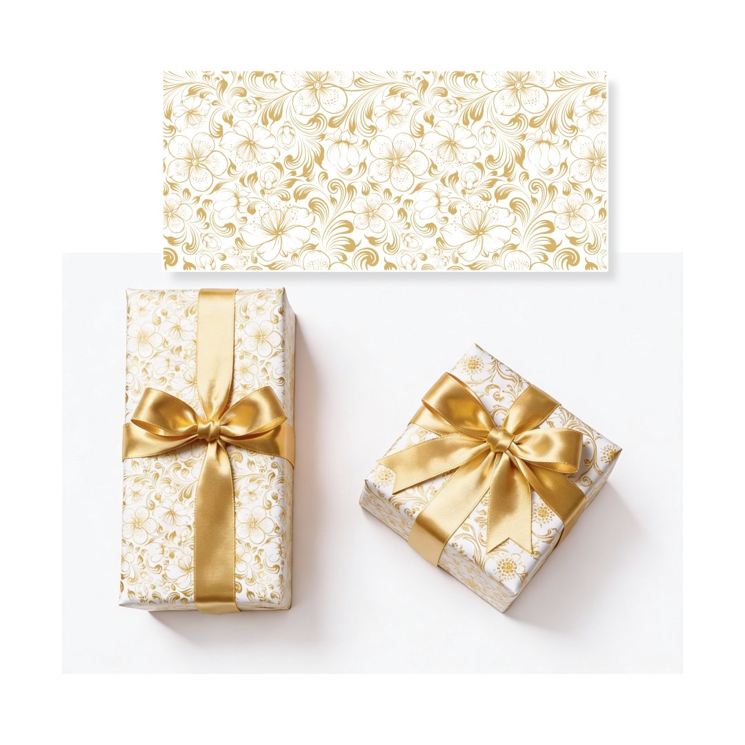 UK1 Gift Wrapping Golden Floral Leaf, Size-20x28 (pack of 20)