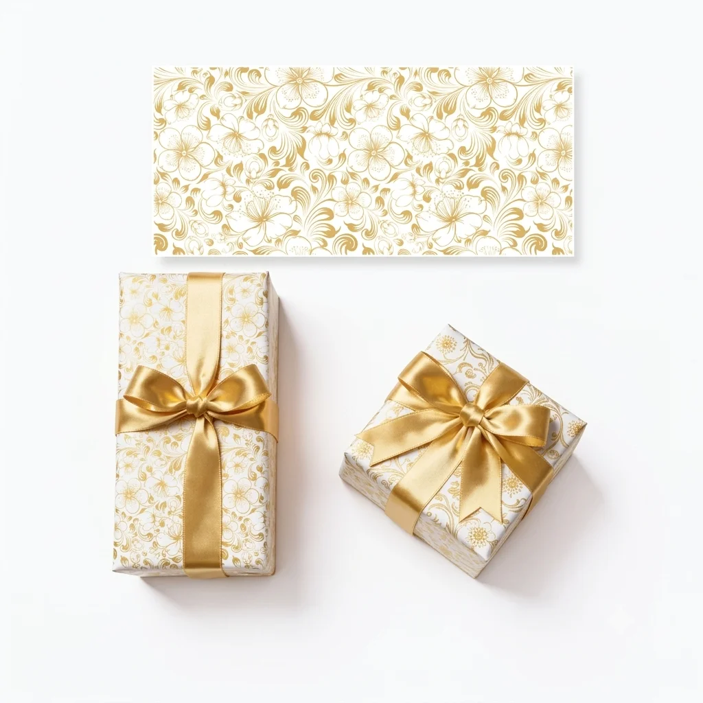 UK1 Gift Wrapping Golden Floral Leaf, Size-20x28 (pack of 20) - Image 2