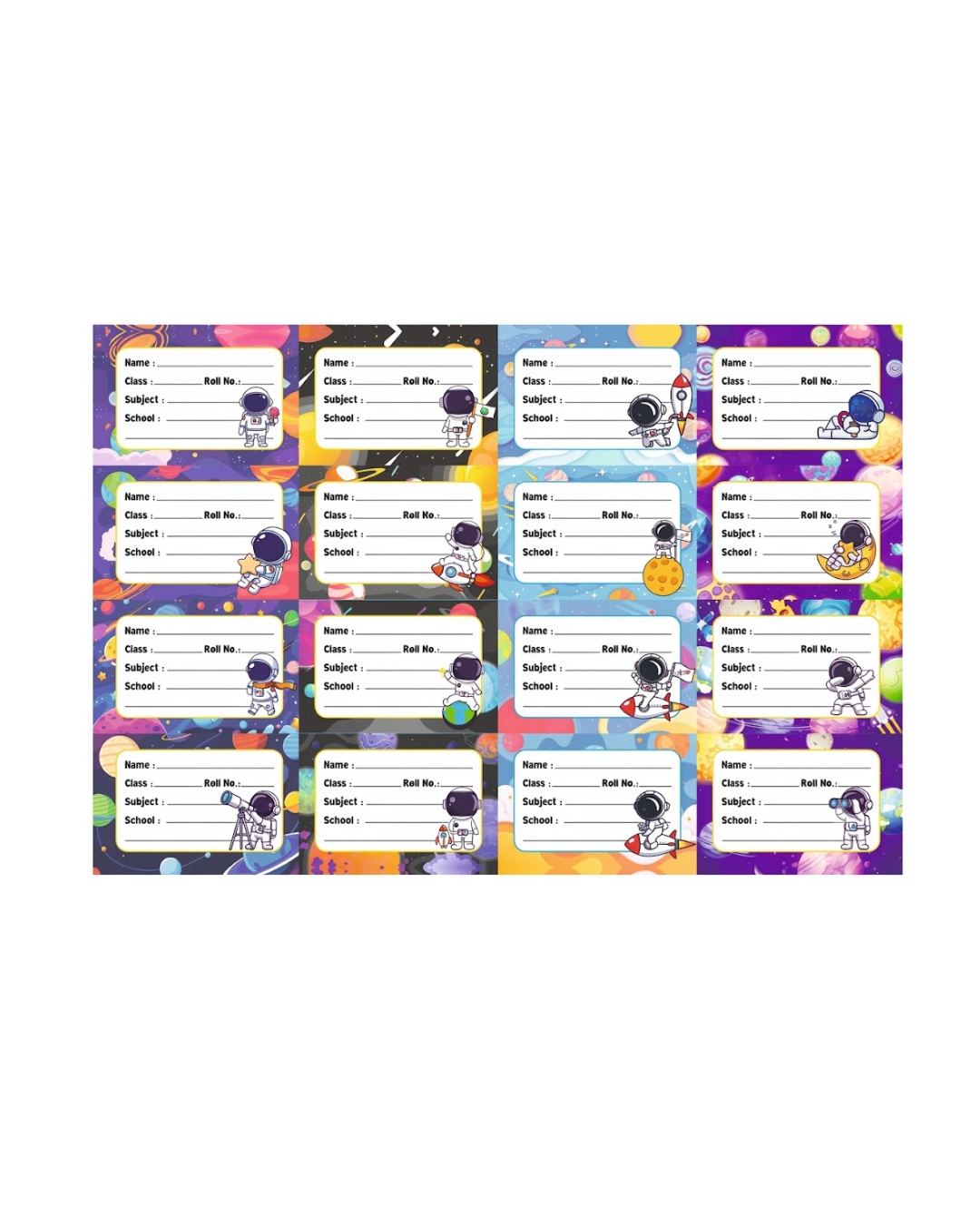 ST/TY103 Space Book Name Sticker – Premium Series, Pack of 40 Sheets