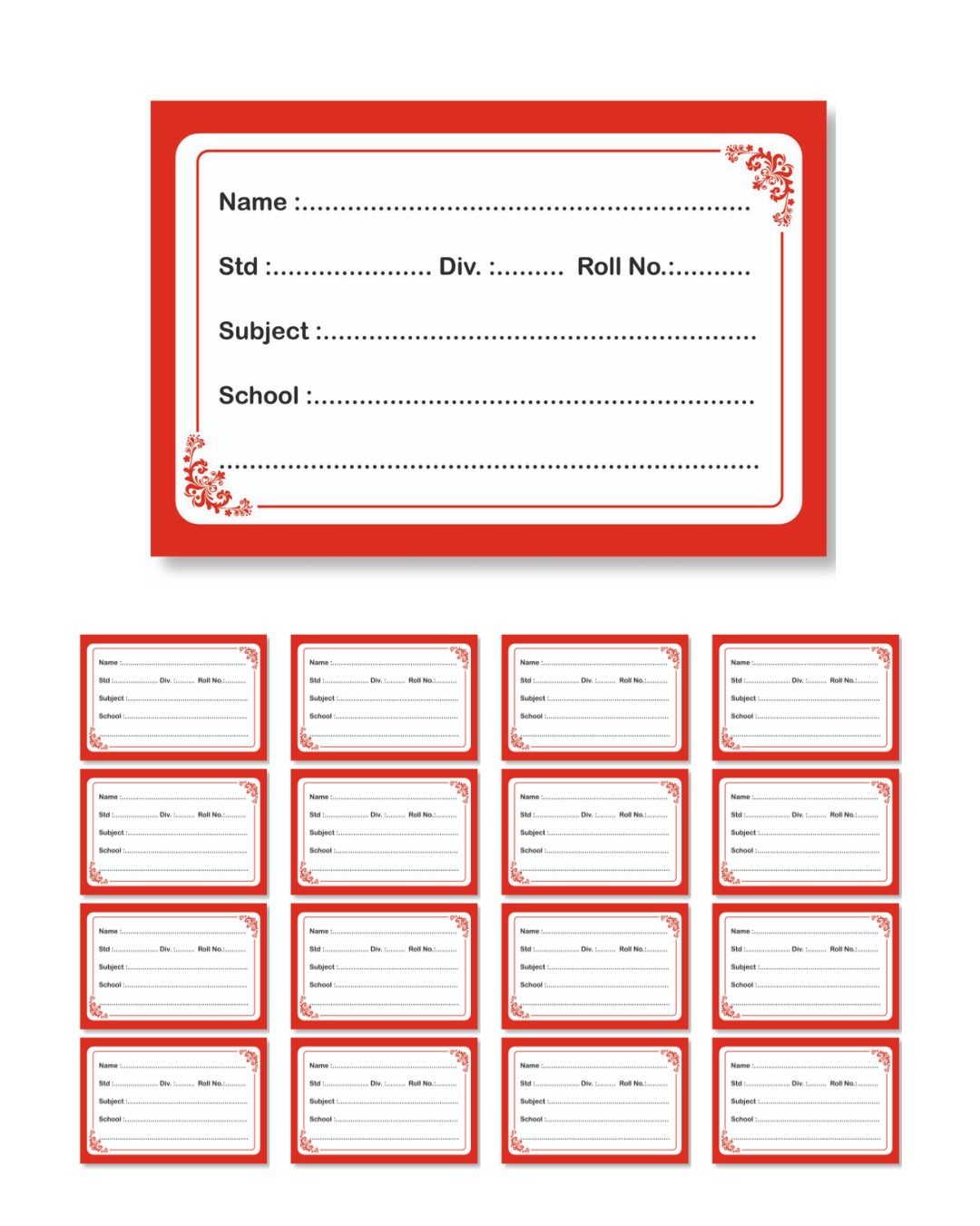 ST/NS101 Name Sticker – Red & Black, Pack of 40 Sheets