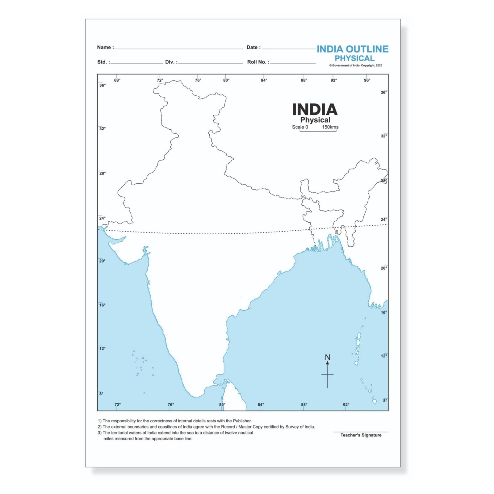 ST/IP008 A4 India Physical Map Gsm 64 packet of 100pcs